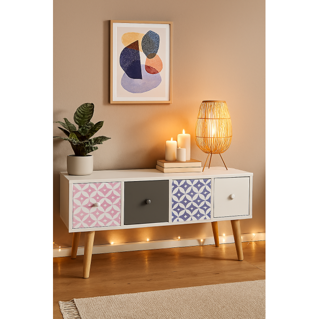 Комод Chomik RETRO с выдвижными ящиками белый