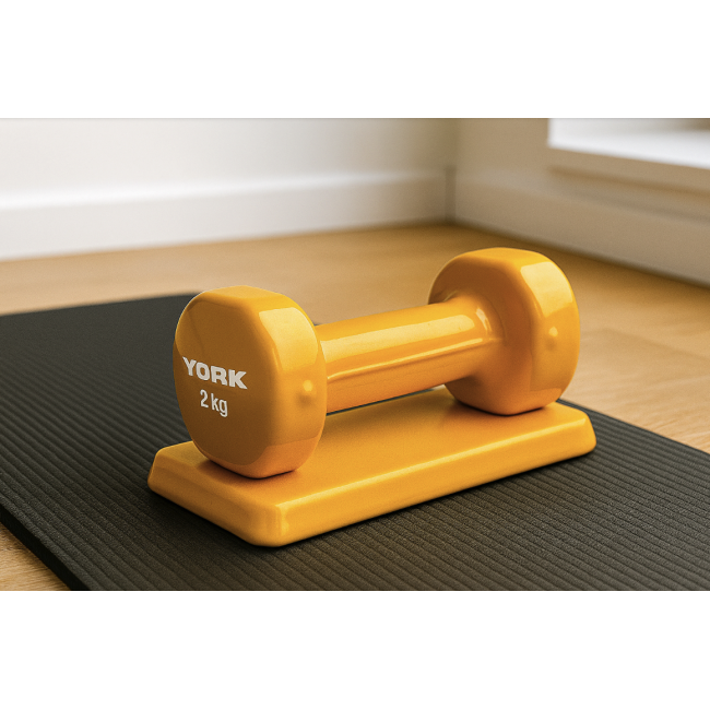 Гантелі для фітнесу вінілові круглі York Fitness 2х2кг жовтий