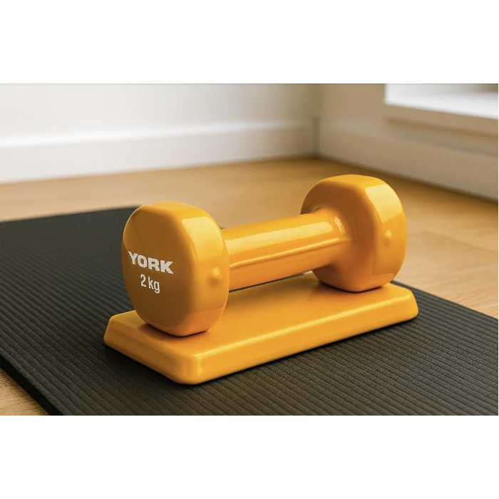 Гантелі для фітнесу вінілові круглі York Fitness 2х2кг жовтий