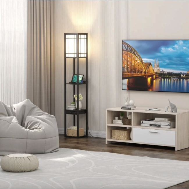 Напольная лампа Costway Terra торшер 3 в 1 черный