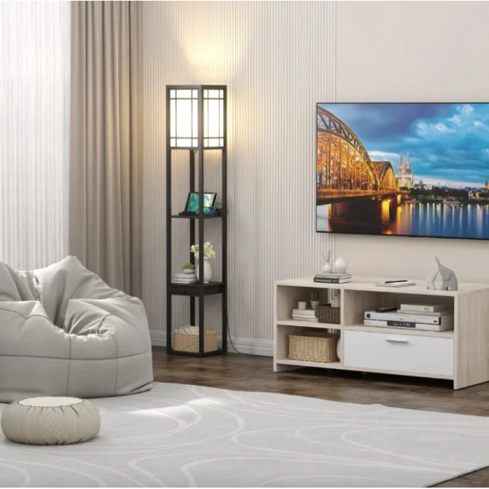 Підлогова лампа Costway Terra торшер 3 в 1 чорний