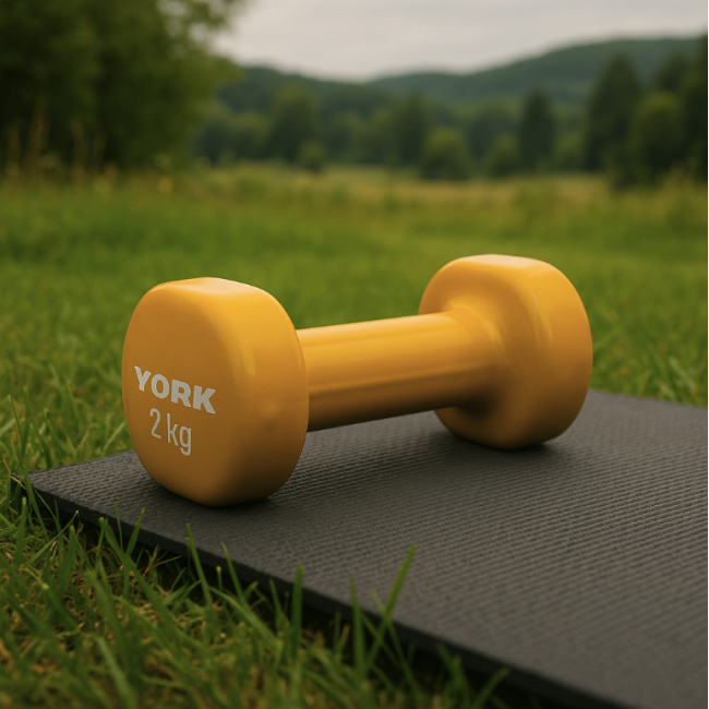 Гантелі для фітнесу вінілові круглі York Fitness 2х2кг жовтий