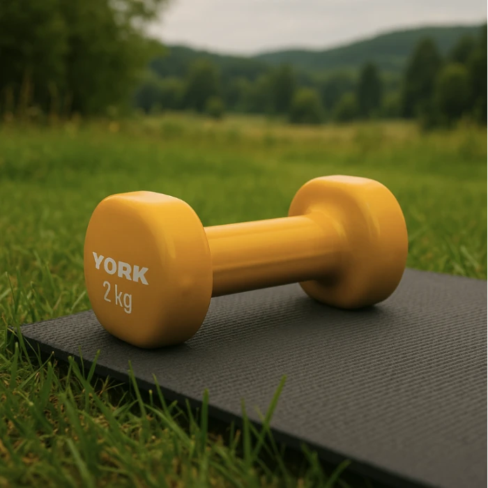 Гантелі для фітнесу вінілові круглі York Fitness 2х2кг жовтий