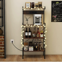 Стеллаж Costway Surette с местом для микроволновки и с двумя розетками в стиле Loft