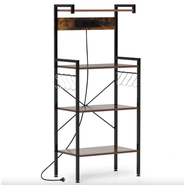 Стеллаж Costway Surette с местом для микроволновки и с двумя розетками в стиле Loft