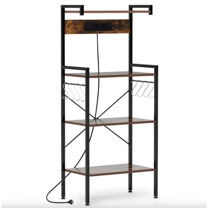 Стеллаж Costway Surette с местом для микроволновки и с двумя розетками в стиле Loft