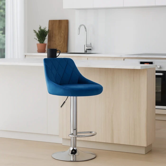 Барний стілець Leobert Kast з спинкою темно-синій