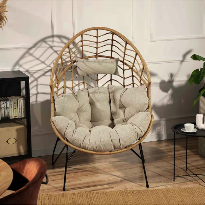Крісло-кокон ротангове Di Volio Alcamo для відпочинку бежевий
