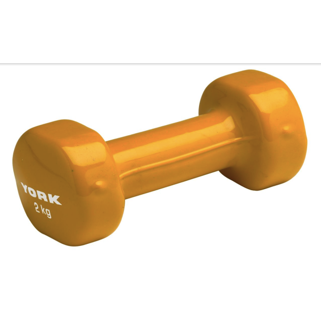 Гантелі для фітнесу вінілові круглі York Fitness 2х2кг жовтий