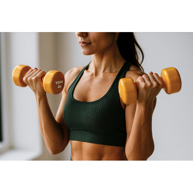 Гантелі для фітнесу вінілові круглі York Fitness 2х2кг жовтий