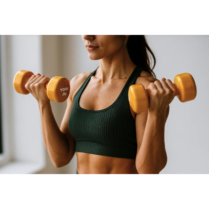 Гантелі для фітнесу вінілові круглі York Fitness 2х2кг жовтий