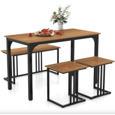 Комплект Costway Decima обеденный стол со стульями в стиле Loft натуральный