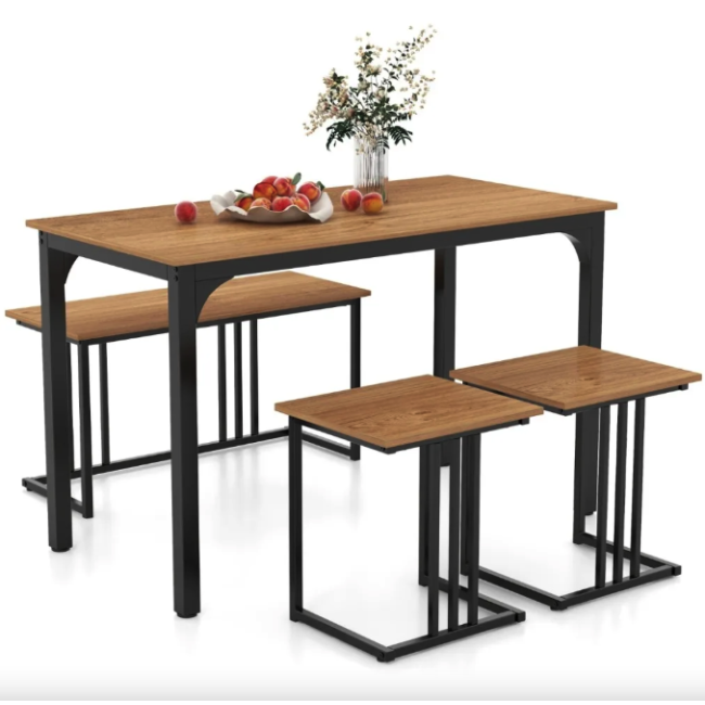 Комплект Costway Decima обідній стіл зі стільцями в стилі Loft натуральний