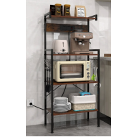 Стеллаж Costway Surette с местом для микроволновки и с двумя розетками в стиле Loft