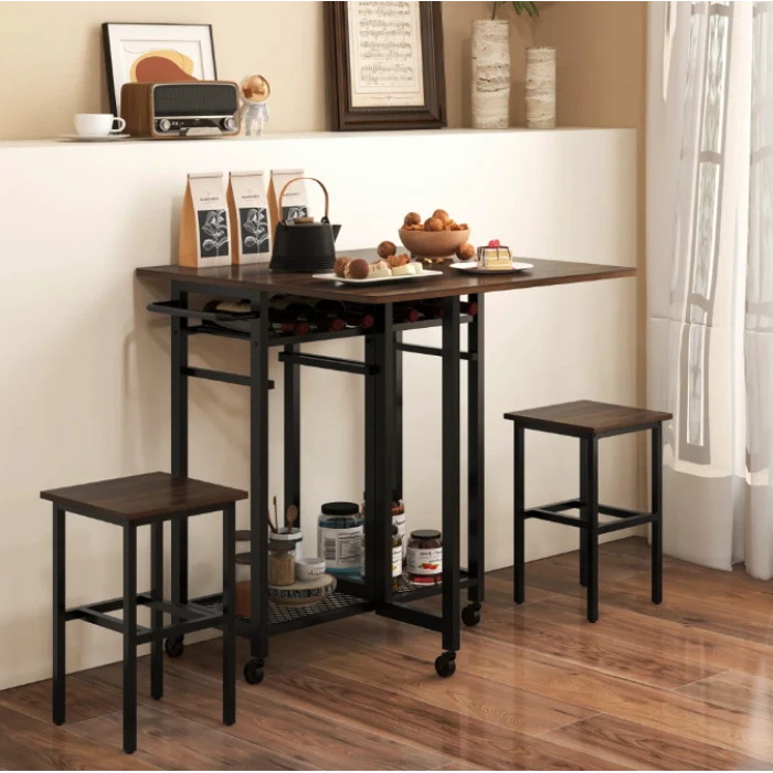 Комплект барний Costway Ravelli розкладний стіл з стільцями в стилі Loft