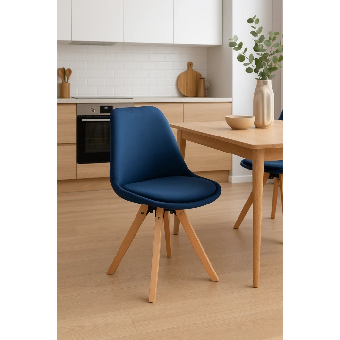 Стілець Saida Jumi у скандинавському стилі з дерев'яними ніжками синій