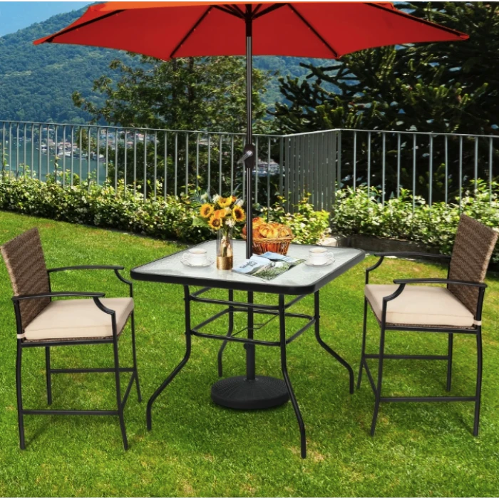 Садовый стол Costway Jupiter стеклянный