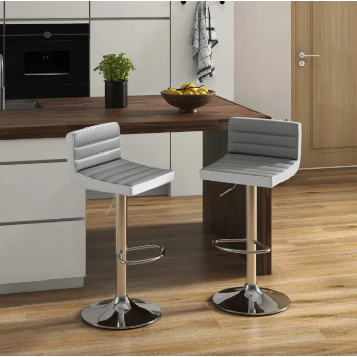 Комплект барних стільців Costway Alisa екошкіра сірий