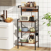 Стеллаж Costway Surette с местом для микроволновки и с двумя розетками в стиле Loft