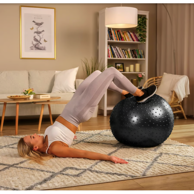 Фітбол масажний Hop-Sport 65см чорний + насос