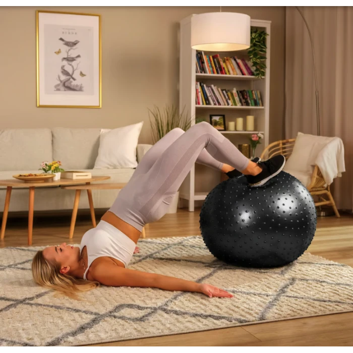 Фітбол масажний Hop-Sport 65см чорний + насос