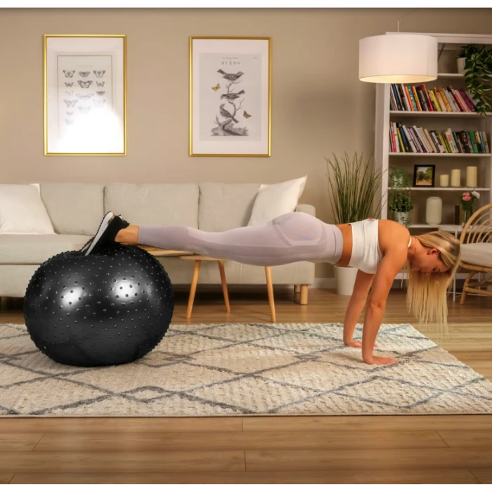 Фітбол масажний Hop-Sport 65см чорний + насос