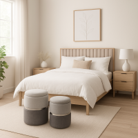 Пуф Costway Rosana велюровый комплект 2 штуки серый