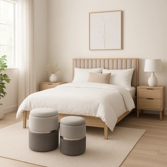 Пуф Costway Rosana велюровый комплект 2 штуки серый