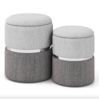 Пуф Costway Rosana велюровый комплект 2 штуки серый