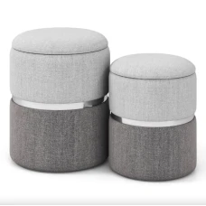 Пуф Costway Rosana велюровый комплект 2 штуки серый