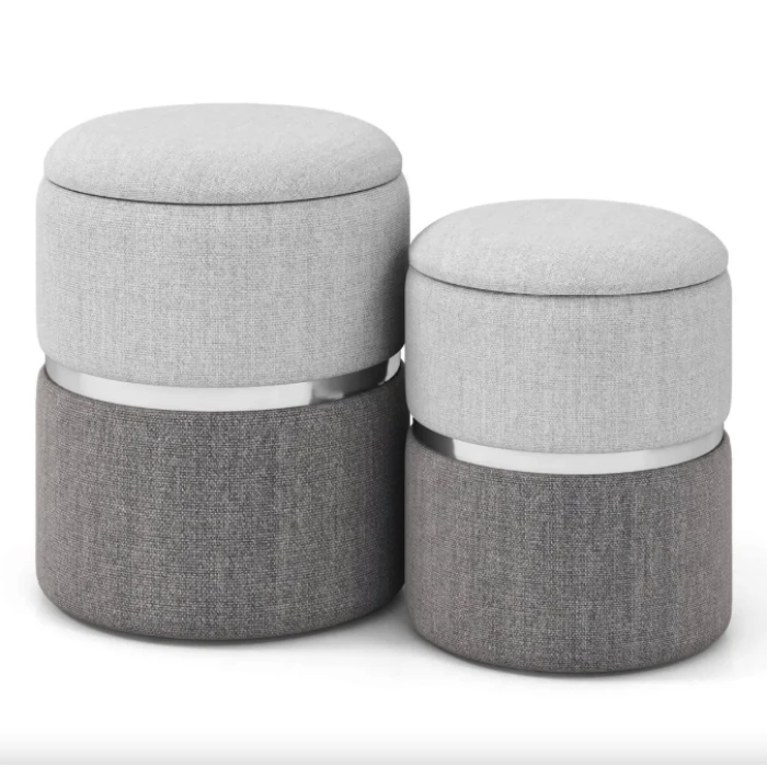 Пуф Costway Rosana велюровый комплект 2 штуки серый