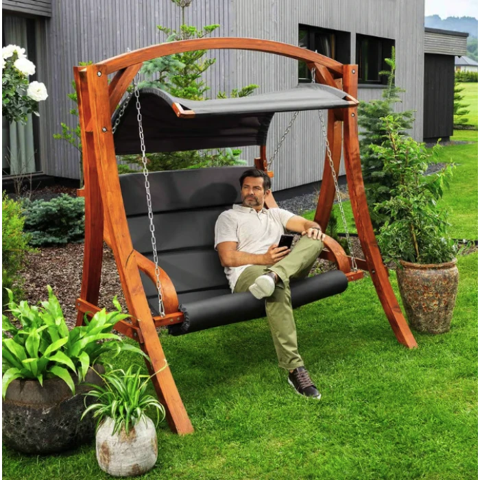 Садова гойдалка Di Volio Pergia двомісна сірий