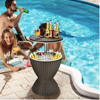 Стол-холодильник Costway Curver с регулируемой высотой 30L коричневый