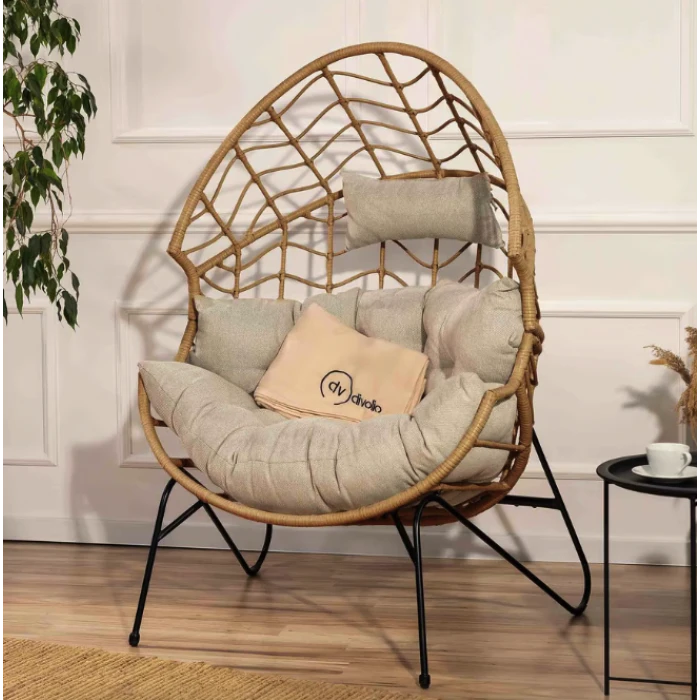 Крісло-кокон ротангове Di Volio Alcamo для відпочинку бежевий
