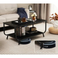 Журнальный стол Costway Marble двухъярусный черный
