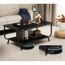 Журнальный стол Costway Marble двухъярусный черный