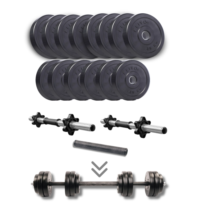 Набор гантели-штанга Elitum Titan 29кг с переходником