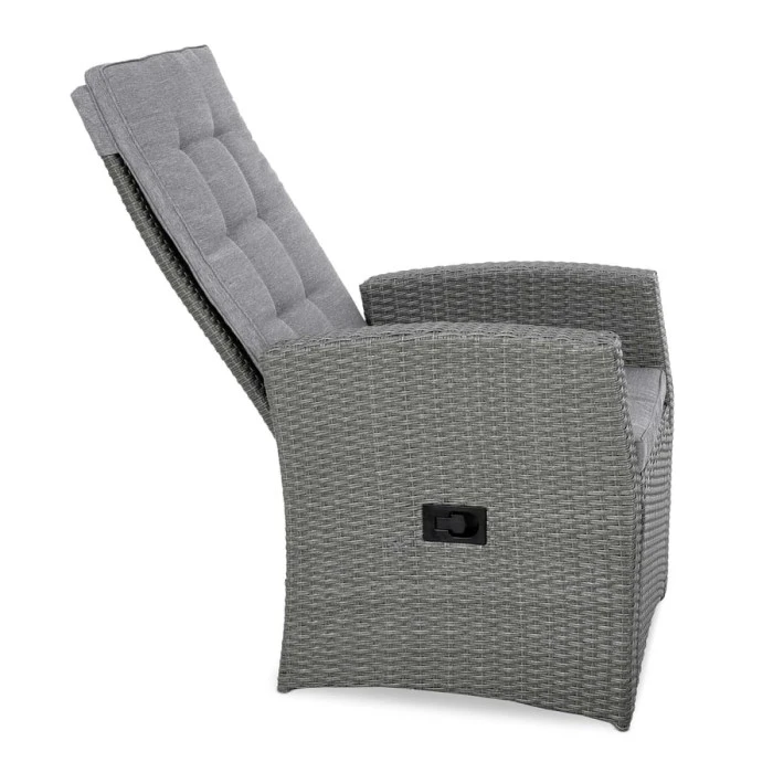 Комплект садових меблів Di Volio Fera 2 крісла реклайнери, 2 пуфи та столик, сірий