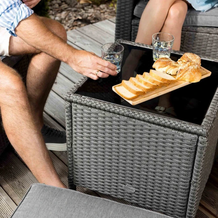 Комплект садових меблів Di Volio Fera 2 крісла реклайнери, 2 пуфи та столик, сірий