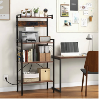 Стеллаж Costway Surette с местом для микроволновки и с двумя розетками в стиле Loft