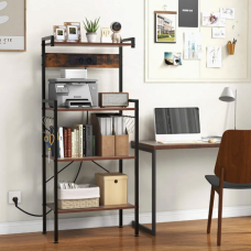 Стеллаж Costway Surette с местом для микроволновки и с двумя розетками в стиле Loft