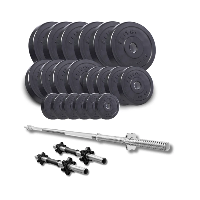 Набор Elitum Titan 109кг со штангой и гантелями.