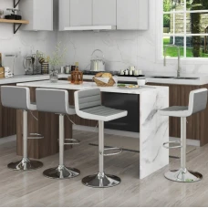 Комплект барних стільців Costway Alisa екошкіра сірий