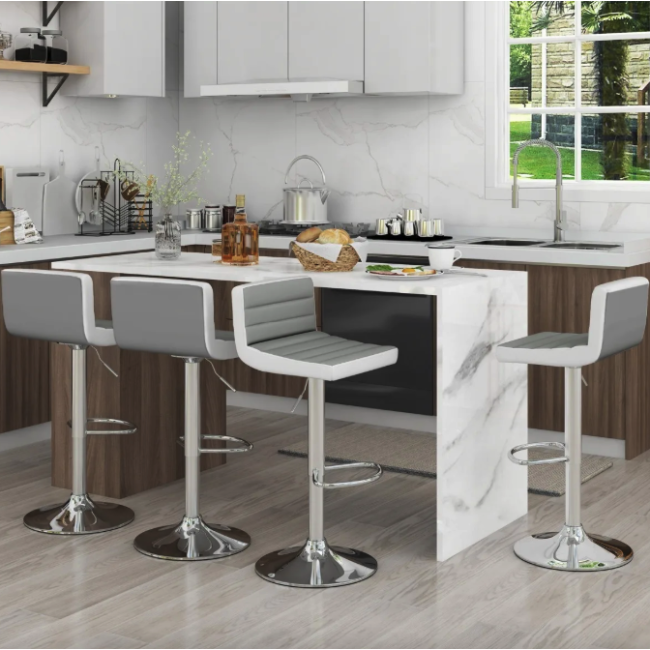 Комплект барных стульев Costway Alisa экокожа серый