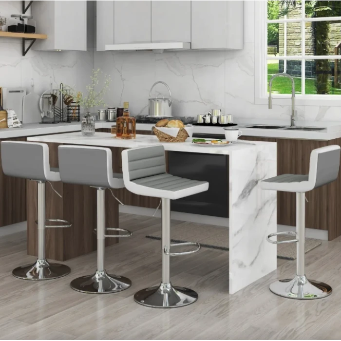 Комплект барних стільців Costway Alisa екошкіра сірий