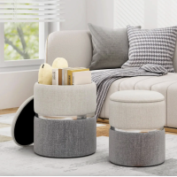 Пуф Costway Rosana велюровый комплект 2 штуки серый