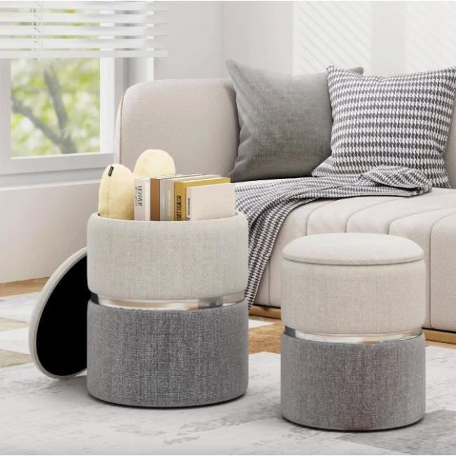 Пуф Costway Rosana велюровый комплект 2 штуки серый