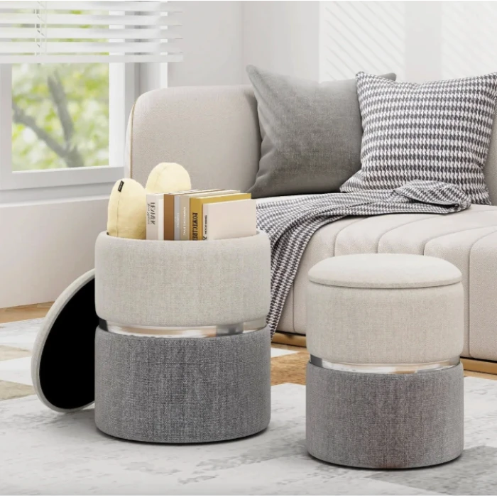 Пуф Costway Rosana велюровый комплект 2 штуки серый