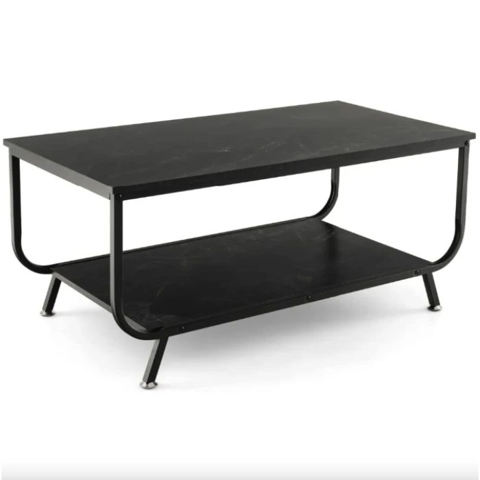 Журнальный стол Costway Marble двухъярусный черный