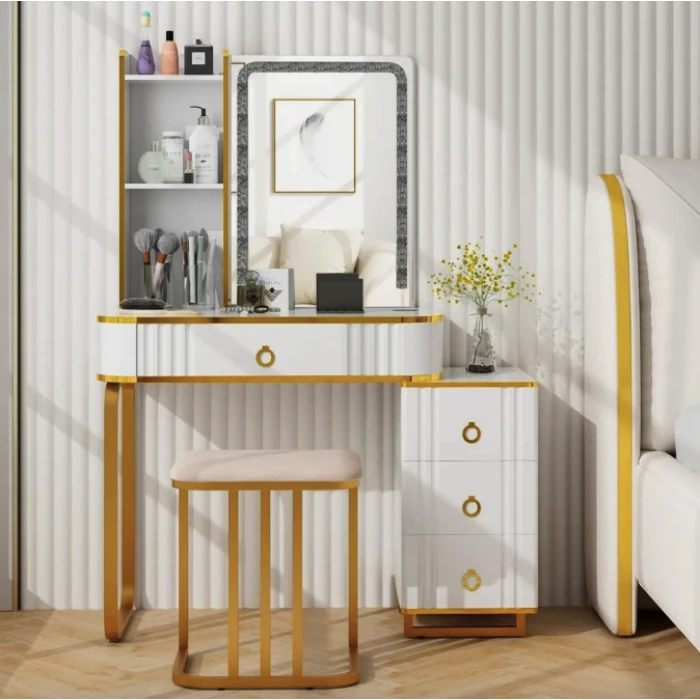 Туалетный столик Costway Vicci с пуфом + зеркало LED